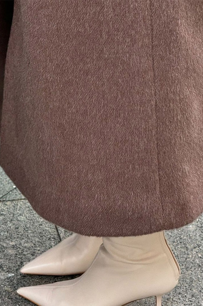 Scarf Collar Extra-Long Woolen Overcoat