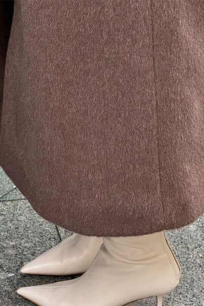 Scarf Collar Extra-Long Woolen Overcoat