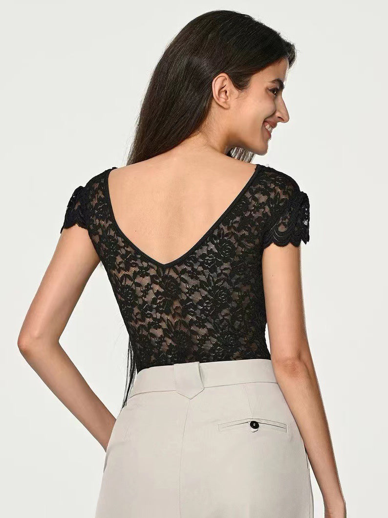 Bodysuit White Lace Tops For Women