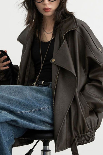 Oversized Moto Leather Jacket