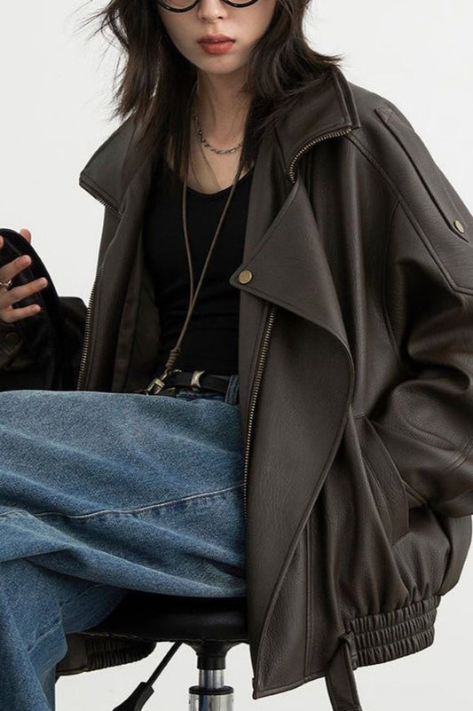 Oversized Moto Leather Jacket