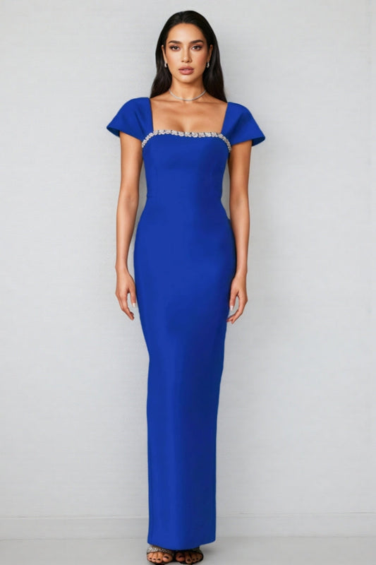 Gloria Blue Diamond Bandage Maxi Dress