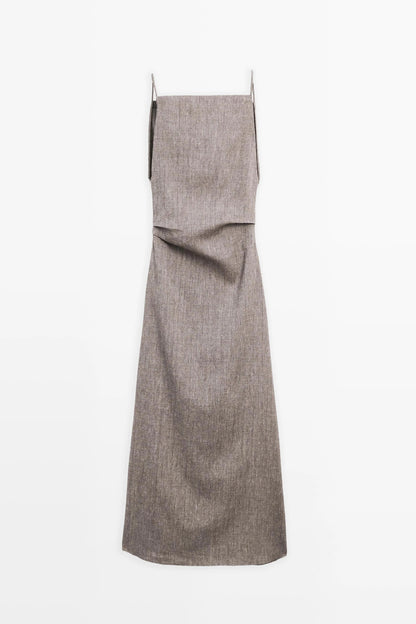 Linen-Blend Flowing Maxi Dress