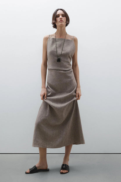 Linen-Blend Flowing Maxi Dress