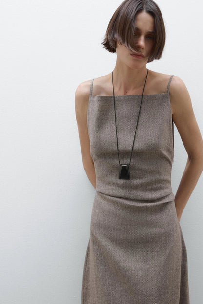 Linen-Blend Flowing Maxi Dress