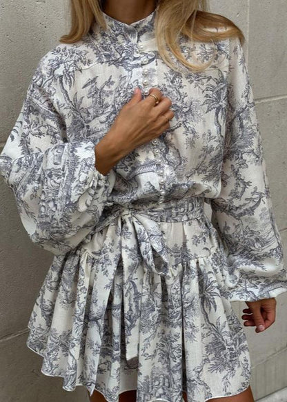 Vintage-InspiRed Puff Sleeve A-Line Mini Dress