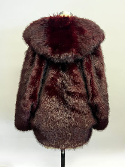 Faux Fur Coats With Hood High Low Design Winter Jacket For Women 2026