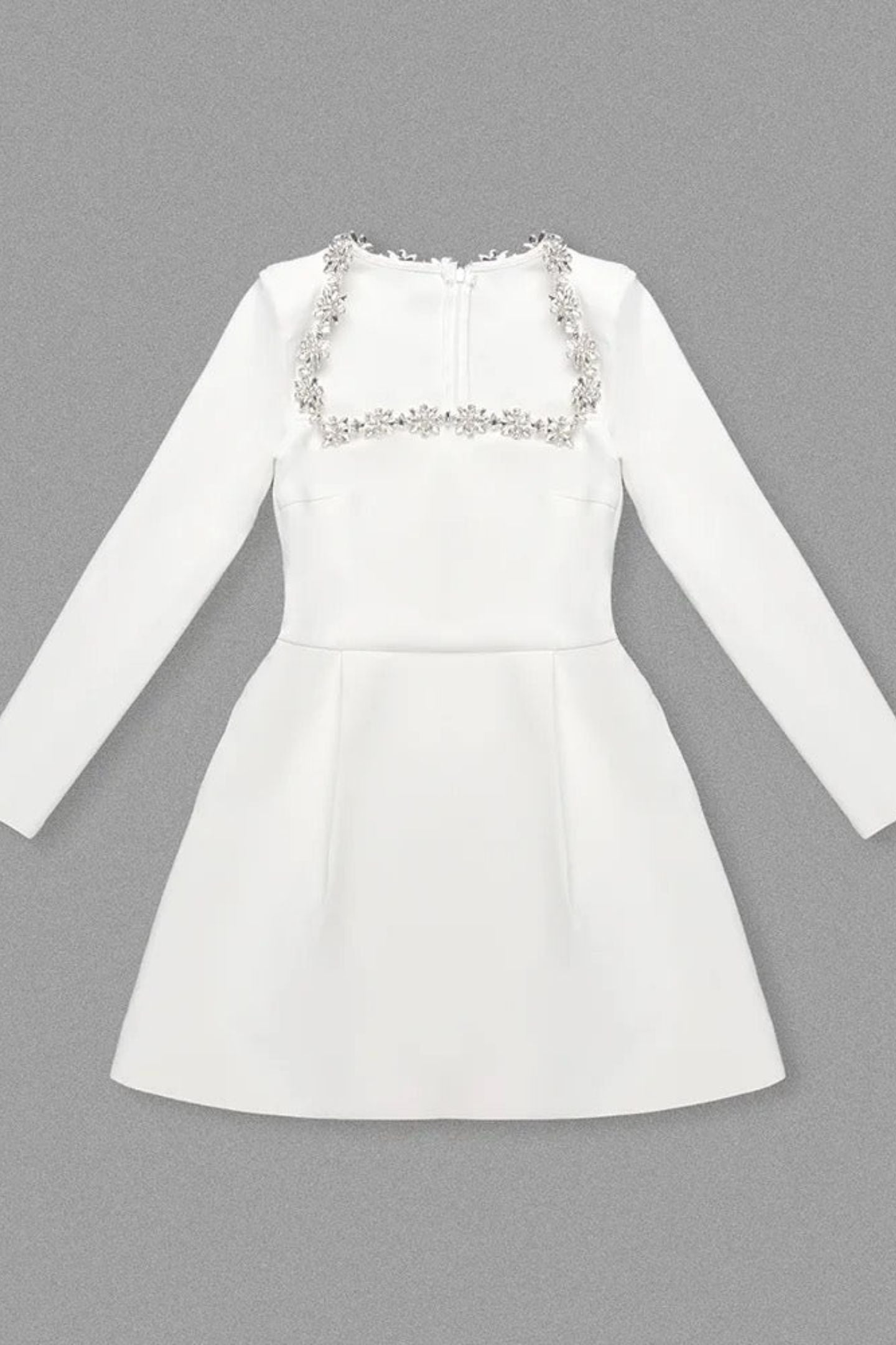 Alexia Square Collar Rhinestone Trim Mini Dress