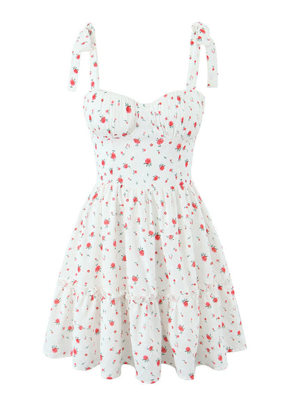 Blossom Charm - Floral Tie-Strap Mini Dress