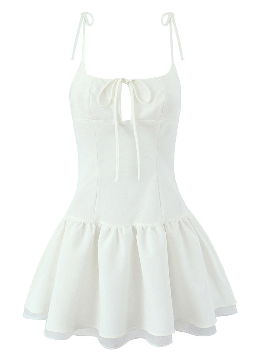 Ivory Ruffle-Trim Mini Dress