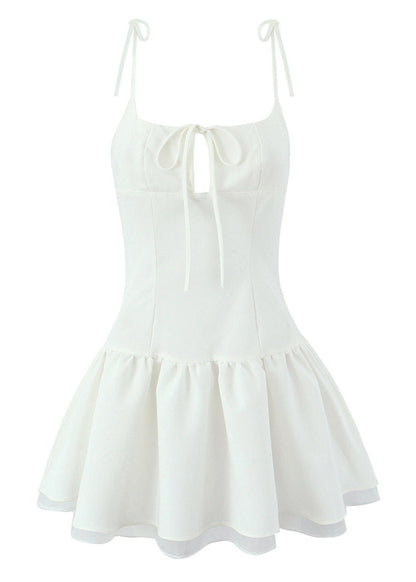 Ivory Ruffle-Trim Mini Dress