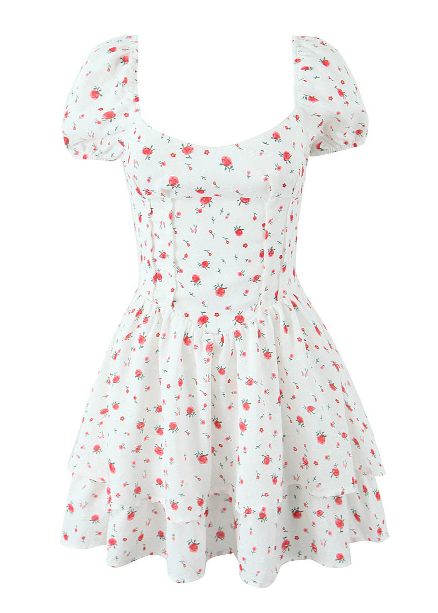 Amélie - Floral Puff Sleeve Mini Dress
