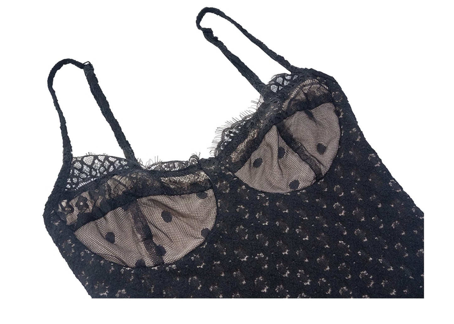 Double-Layer Sheer Polka Dot Dress