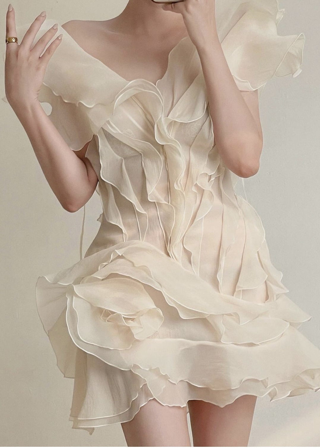 Aurelia - Ruffled Organza Mini Dress