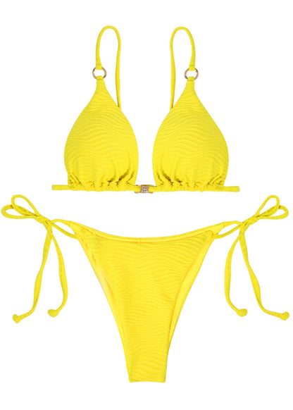 Golden Hour - One-Piece Swimsuit with Textured Fabric & Crystal Accent