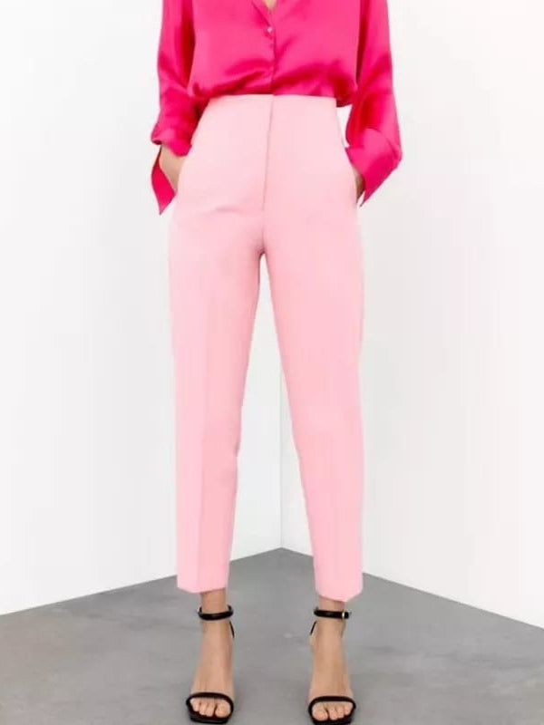 Black High Waist Ankle Length Pants