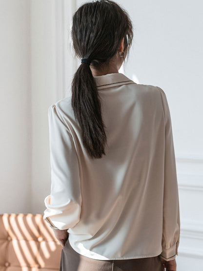 Alyssa Classic Bow Tie Long Sleeve Shirt