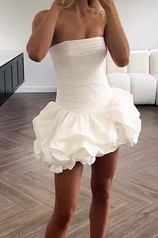 Spring Elegant Ruched Corset Dress with Layered Skirt Party Dress