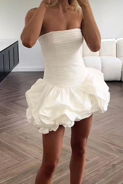 Spring Elegant Ruched Corset Dress with Layered Skirt Party Dress