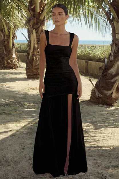 Knit Backless Cami Split Maxi Dress