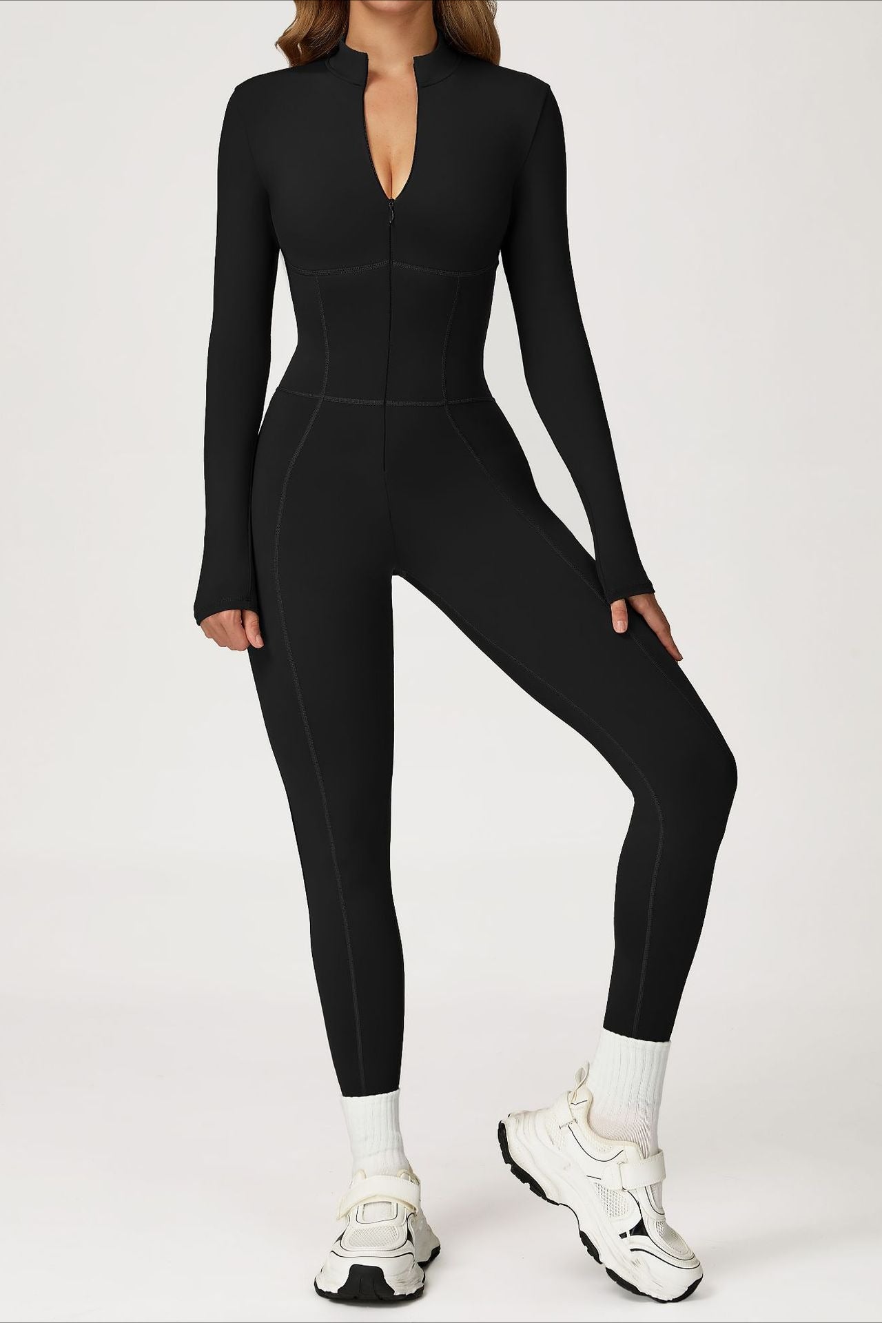 Fleece Lined Slim Thermal Yoga Workout Jumpsuit