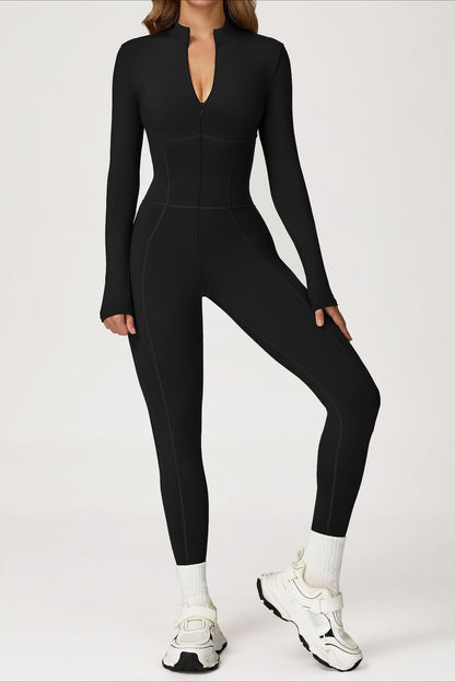 Fleece Lined Slim Thermal Yoga Workout Jumpsuit