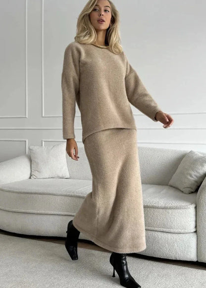 Luxe Cozy Knit Sweater & Fishtail Skirt Set