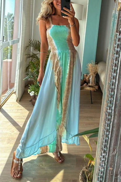 Blue Tie Dye Vacation Maxi Dress