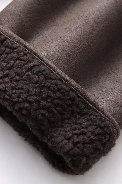 Faux Shearling Collared Casual Coat