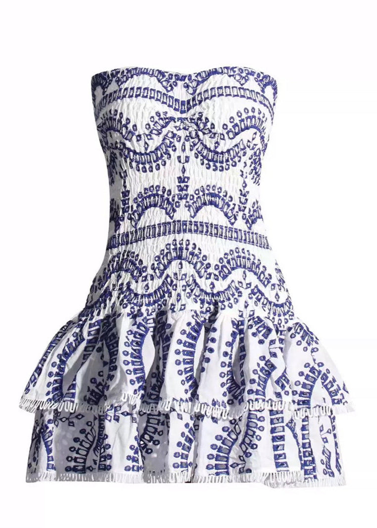 Santorini Smocked Strapless Mini Dress