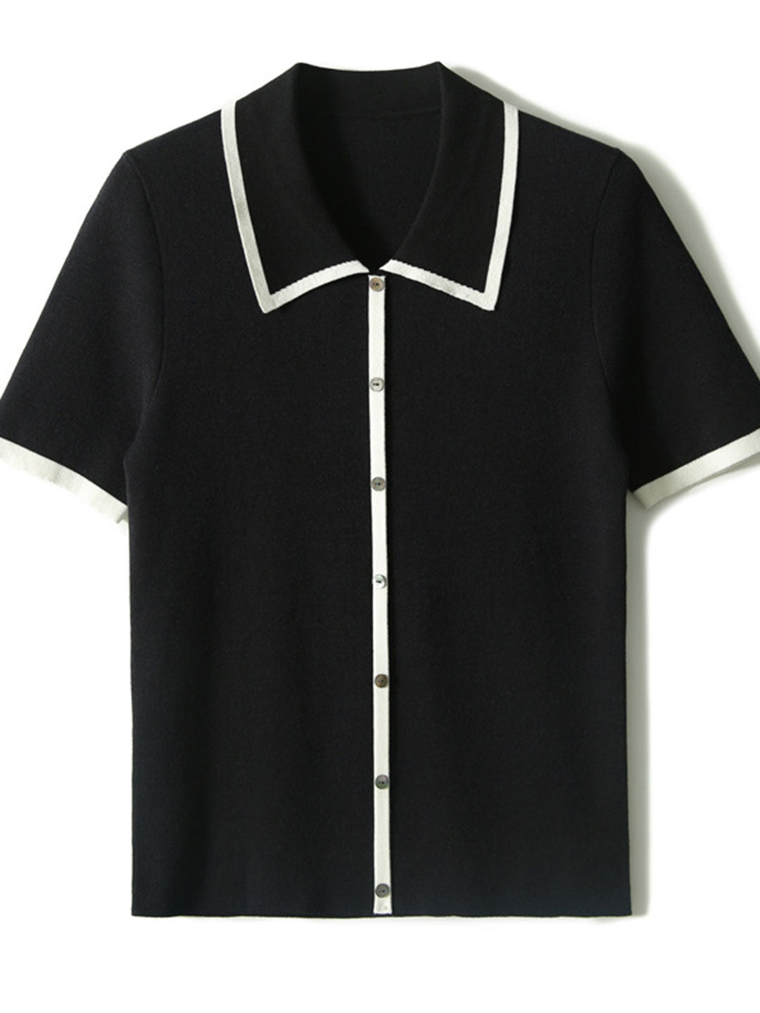 Ava Classic Contrast Lapel Knitted Top