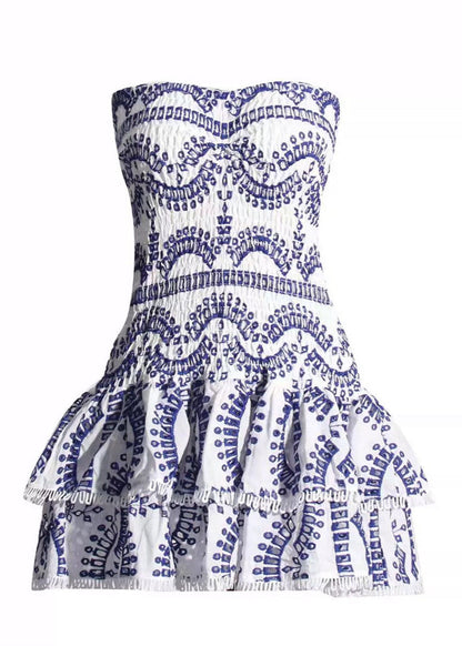 Santorini Smocked Strapless Mini Dress