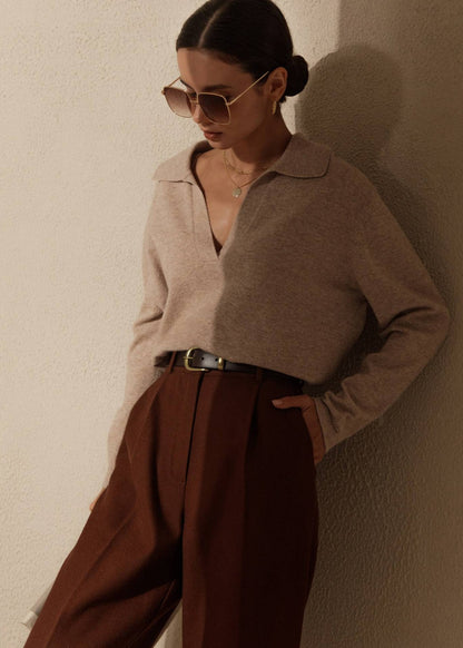 Adele - Soft Knit Polo Sweater