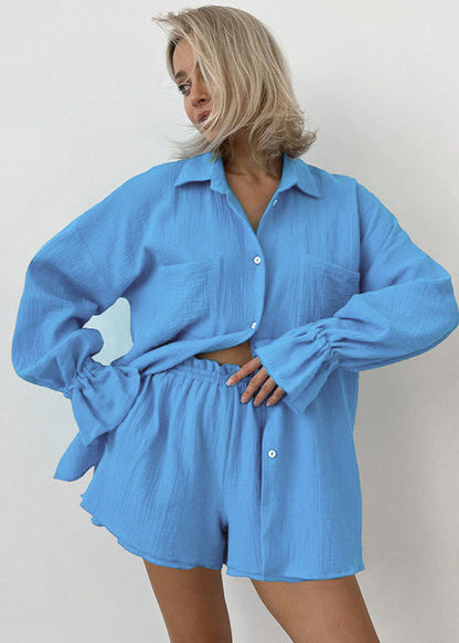 Breeze Cotton - Relaxed Two-Piece Shirt & Shorts Set