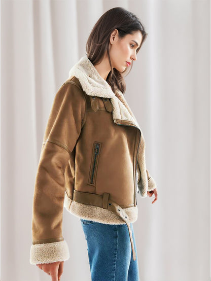 Suede Jacket Faux Shearling Winter Coat 2026 Outerwear For Women