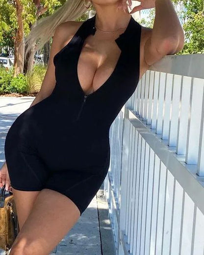 Women's Sexy Bodycon One Piece Romper Sleeveless Tank Top Shorts Jumpsuit