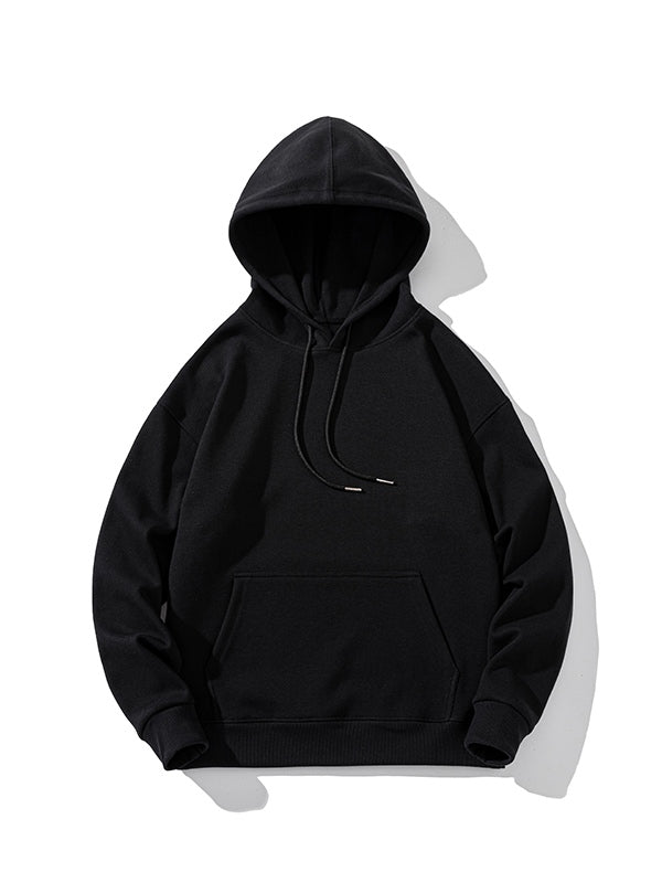 Men’s Solid Color Pure Cotton Drop Shoulder Oversized Hoodie