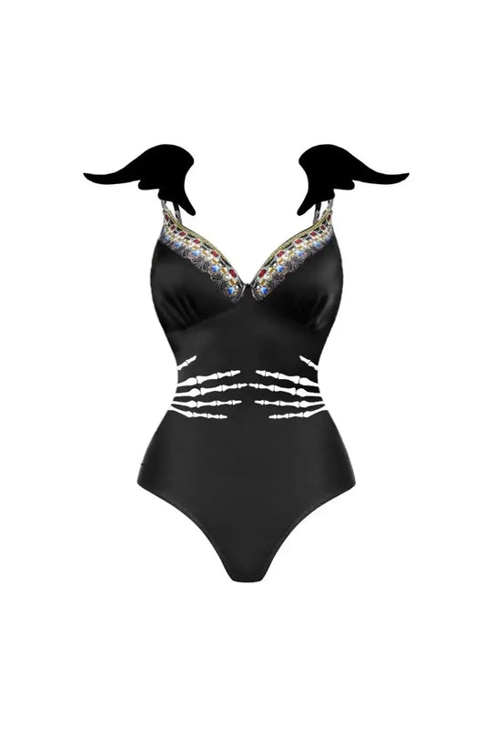 Halloween Skeleton Wings Swimsuit