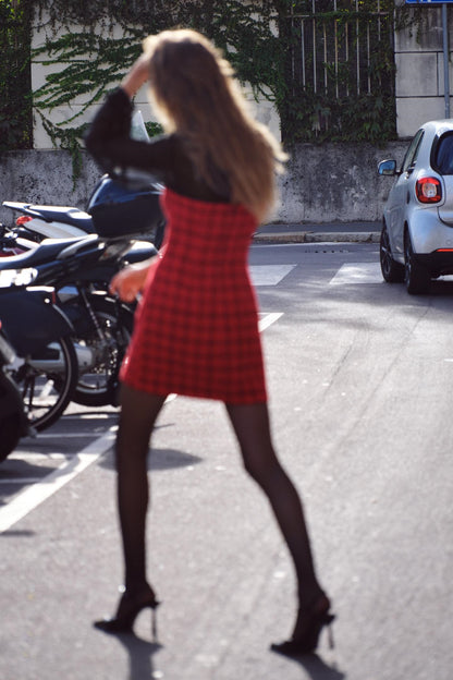 Janice Balloon Sleeve Spliced Mini Dress