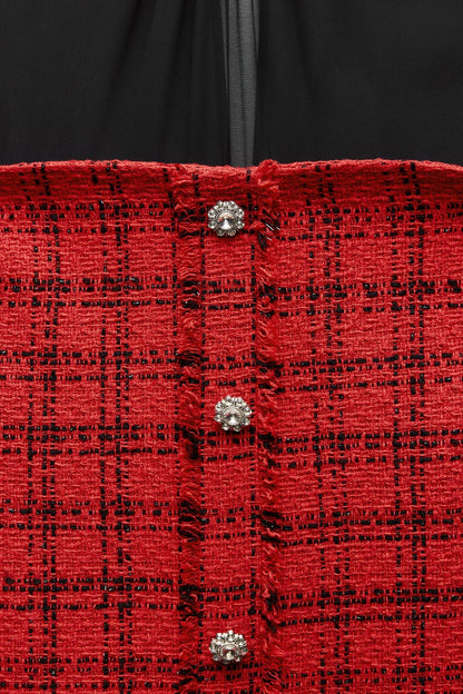 Janice Balloon Sleeve Spliced Mini Dress