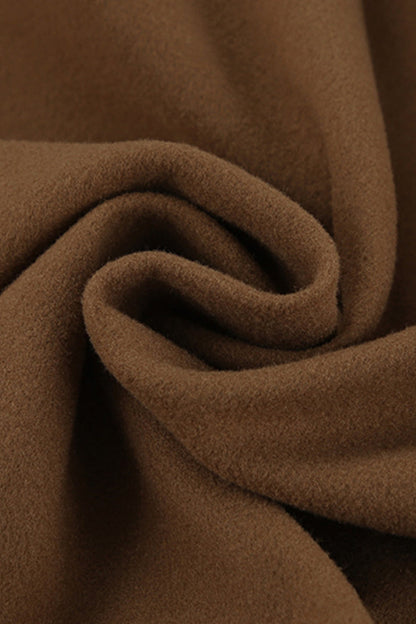 Stand Collar Melange Brown Wool Coat