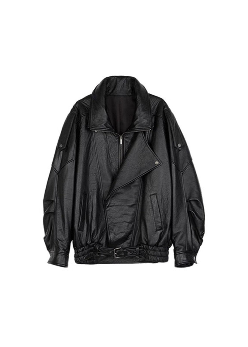 Oversized Leather Biker Jacket – Vintage-InspiRed Statement
