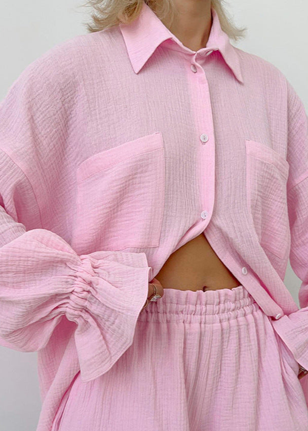 Breeze Cotton - Relaxed Two-Piece Shirt & Shorts Set