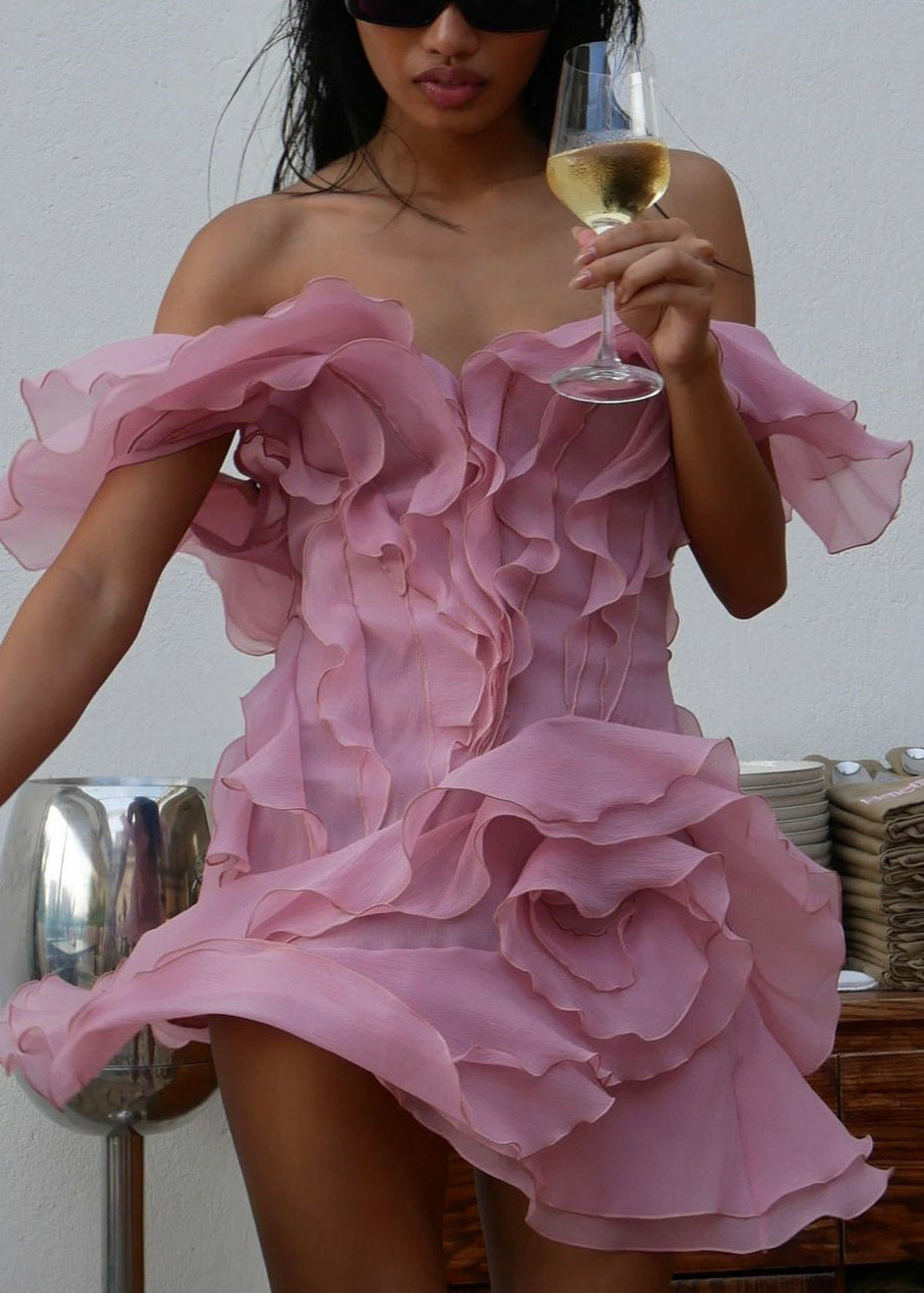 Aurelia - Ruffled Organza Mini Dress