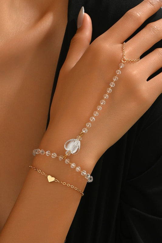 Minimalist Heart Pendant Finger Bracelet