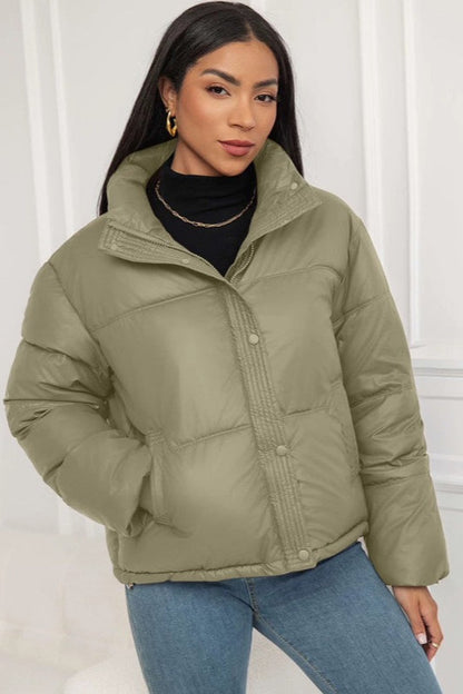Cropped Stand Collar Puffer Jacket