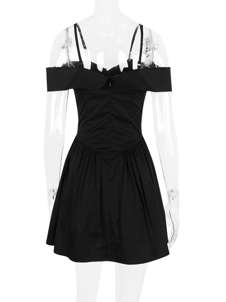 Little Black Dress Spaghetti Straps Flared Birthday Party Mini Dresses