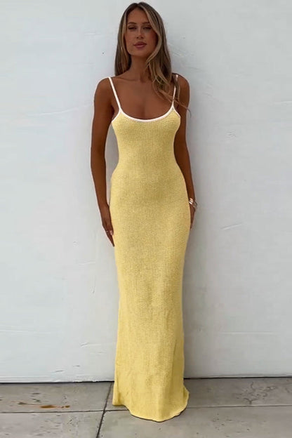 Backless Solid Color Casual Maxi Dress
