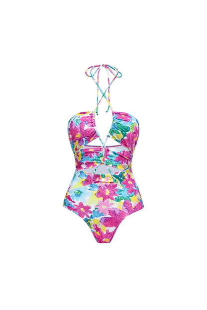 Cutout One Piece Swimsuit Set with Cover Up