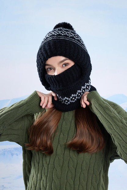 Chunky Knit Balaclava Scarf with Hat